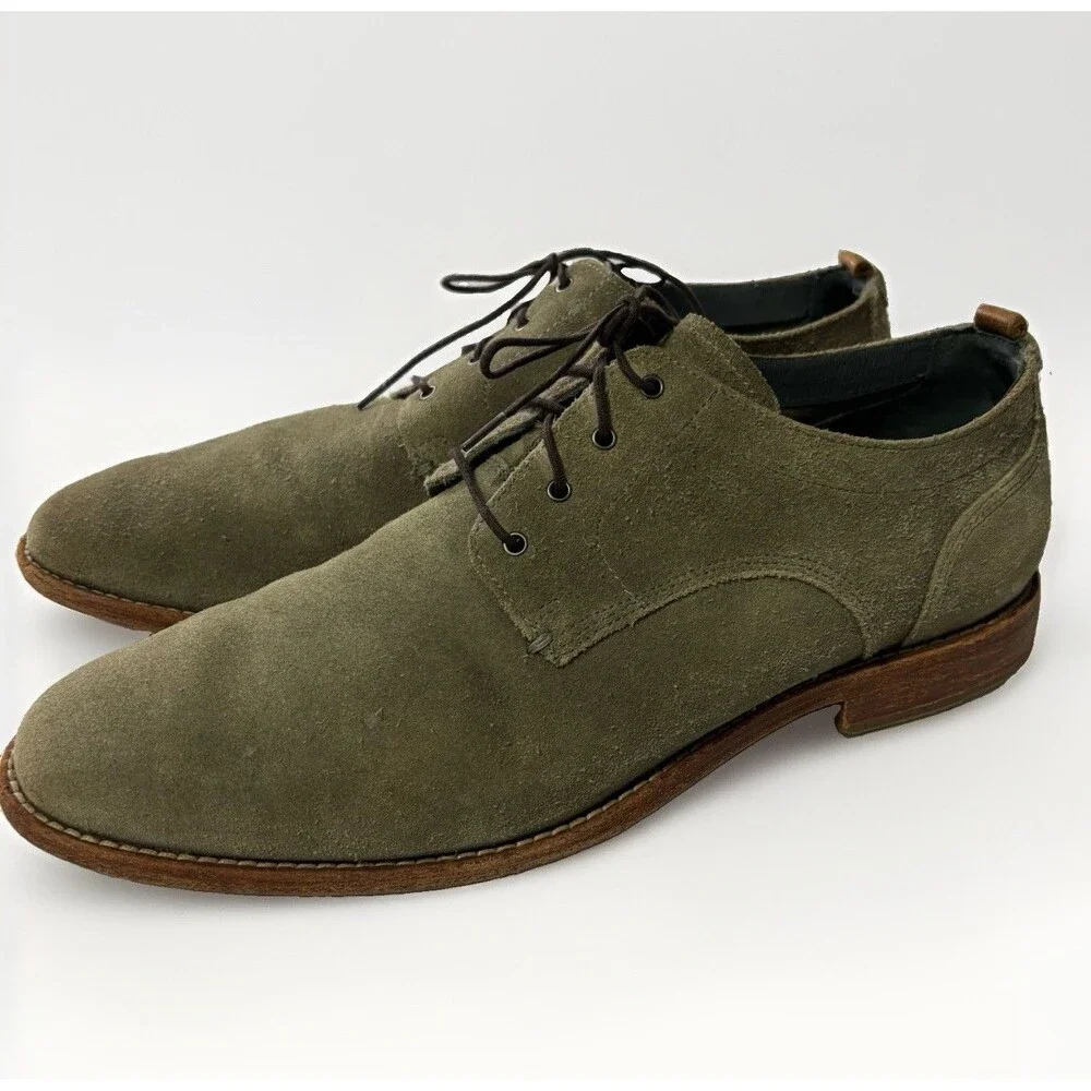 Cole Haan Men's 12 Shoes Feathercraft Grand Blucher Olive Green Suede Oxford